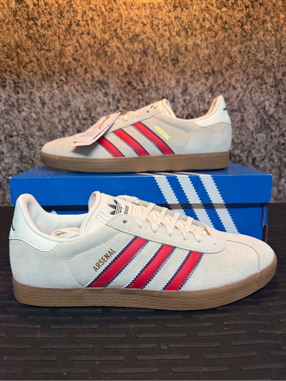 adidas Gazelle Arsenal Terrace Cream Suede Sneakers with Brown Gum Sole